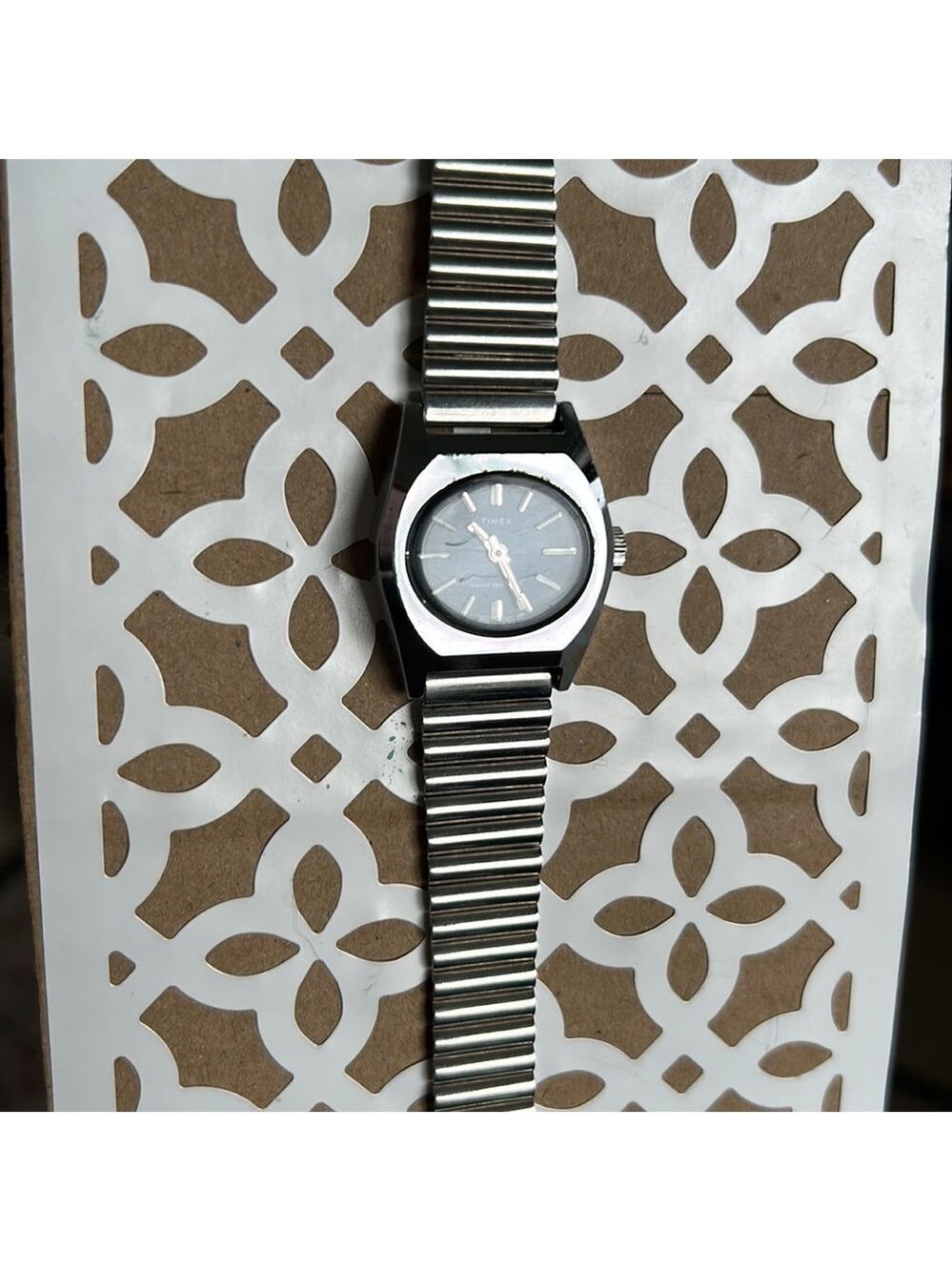VINTAGE Women’s Timex Mechanical Blue Dial Stainless Steel Wrist Watch